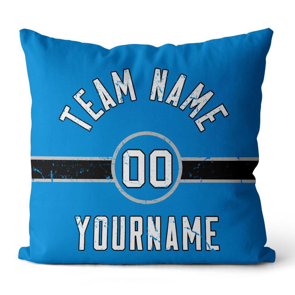 Custom Football Throw Pillow for Men Women Boy Gift Printed Your Personalized Name Number Black & Royal & White