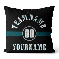 Custom Football Throw Pillow for Men Women Boy Gift Printed Your Personalized Name Number Midnight Green & Black & White