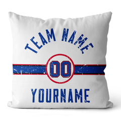 Custom Football Throw Pillow for Men Women Boy Gift Printed Your Personalized Name Number Blue & Red & White