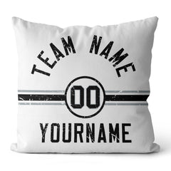 Custom Football Throw Pillow for Men Women Boy Gift Printed Your Personalized Name Number Black & White & Gray