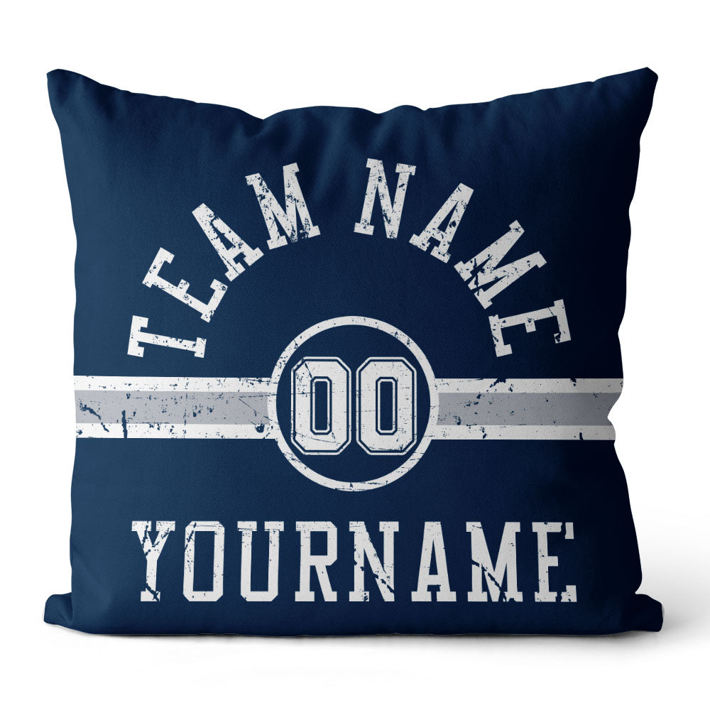 Custom Football Throw Pillow for Men Women Boy Gift Printed Your Personalized Name Number Navy & Gray & White