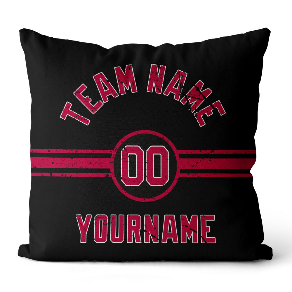 Custom Football Throw Pillow for Men Women Boy Gift Printed Your Personalized Name Number Red & Black & White