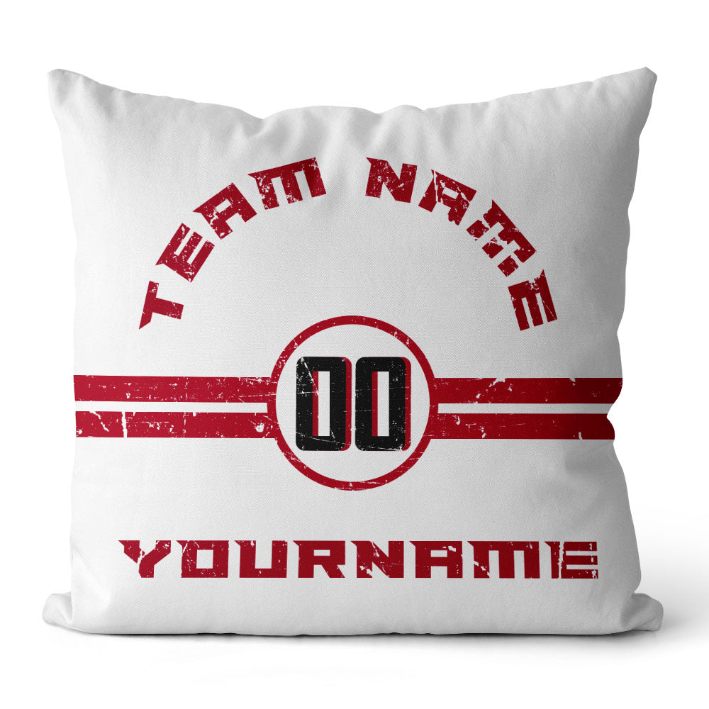 Custom Football Throw Pillow for Men Women Boy Gift Printed Your Personalized Name Number Black & White &  Red