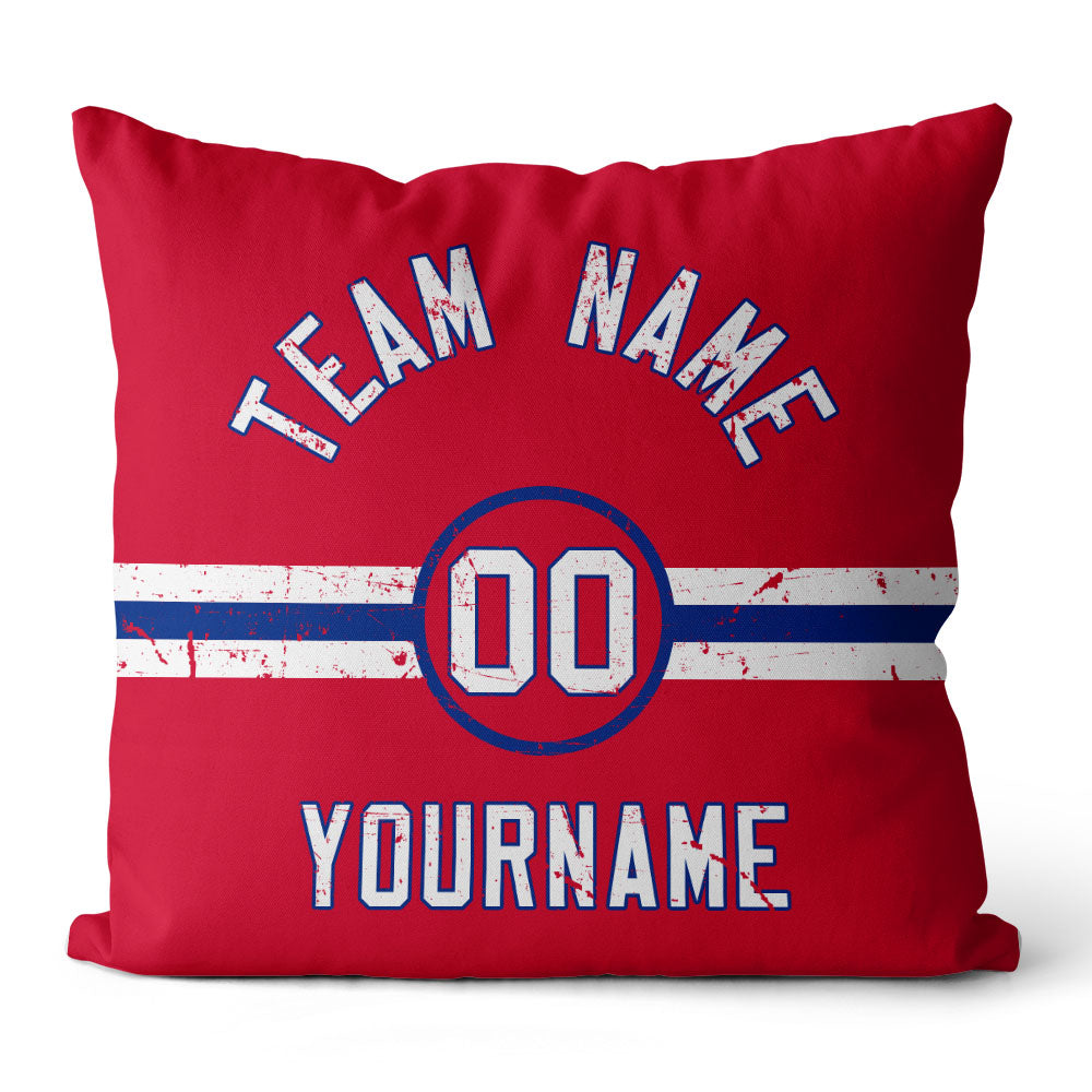 Custom Football Throw Pillow for Men Women Boy Gift Printed Your Personalized Name Number Navy & Red