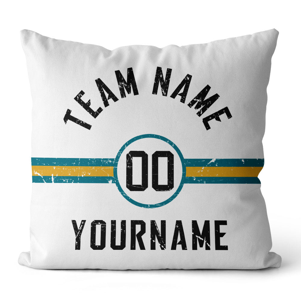 Custom Football Throw Pillow for Men Women Boy Gift Printed Your Personalized Name Number Midnight Green & Black &White