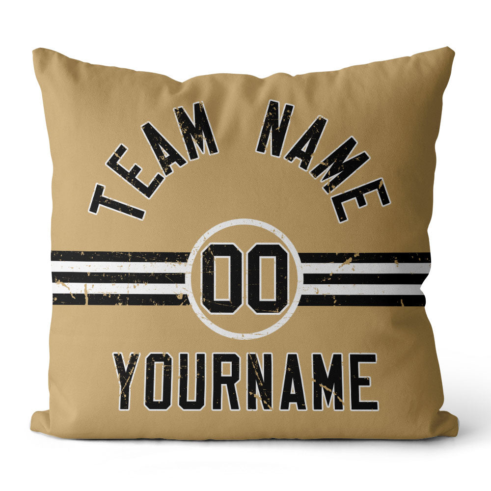 Custom Football Throw Pillow for Men Women Boy Gift Printed Your Personalized Name Number Black & White & Gold