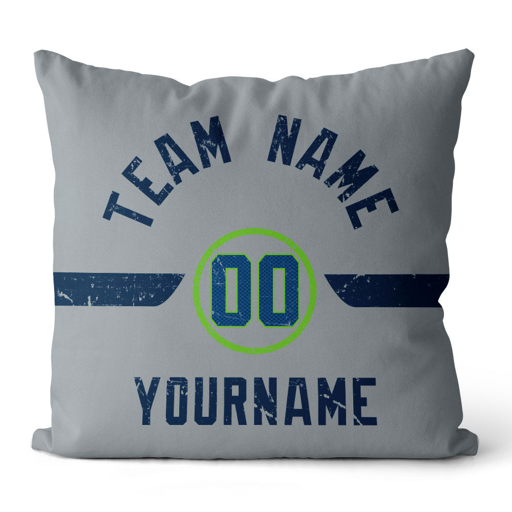 Custom Football Throw Pillow for Men Women Boy Gift Printed Your Personalized Name Number Navy & Gray & Green