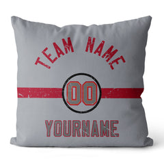 Custom Football Throw Pillow for Men Women Boy Gift Printed Your Personalized Name Number Red & White & Black