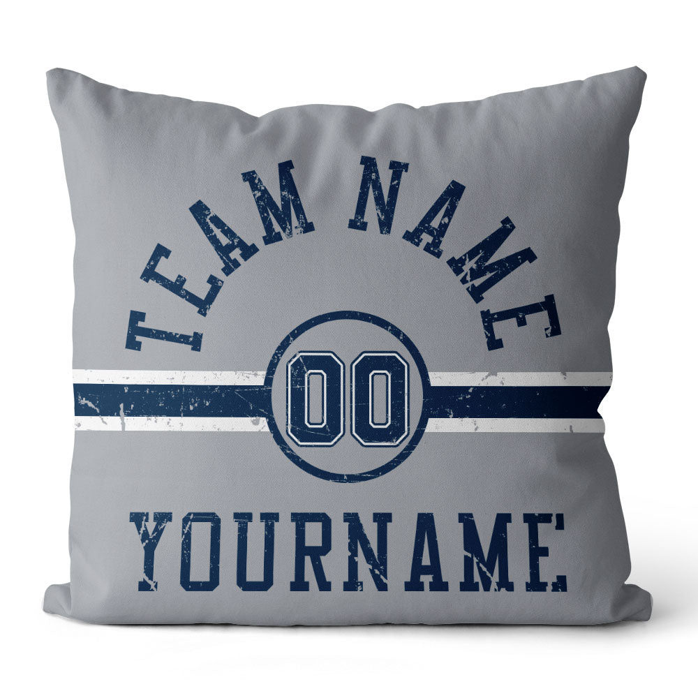 Custom Football Throw Pillow for Men Women Boy Gift Printed Your Personalized Name Number Navy & Gray & White