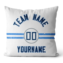 Custom Football Throw Pillow for Men Women Boy Gift Printed Your Personalized Name Number Navy & Blue & White