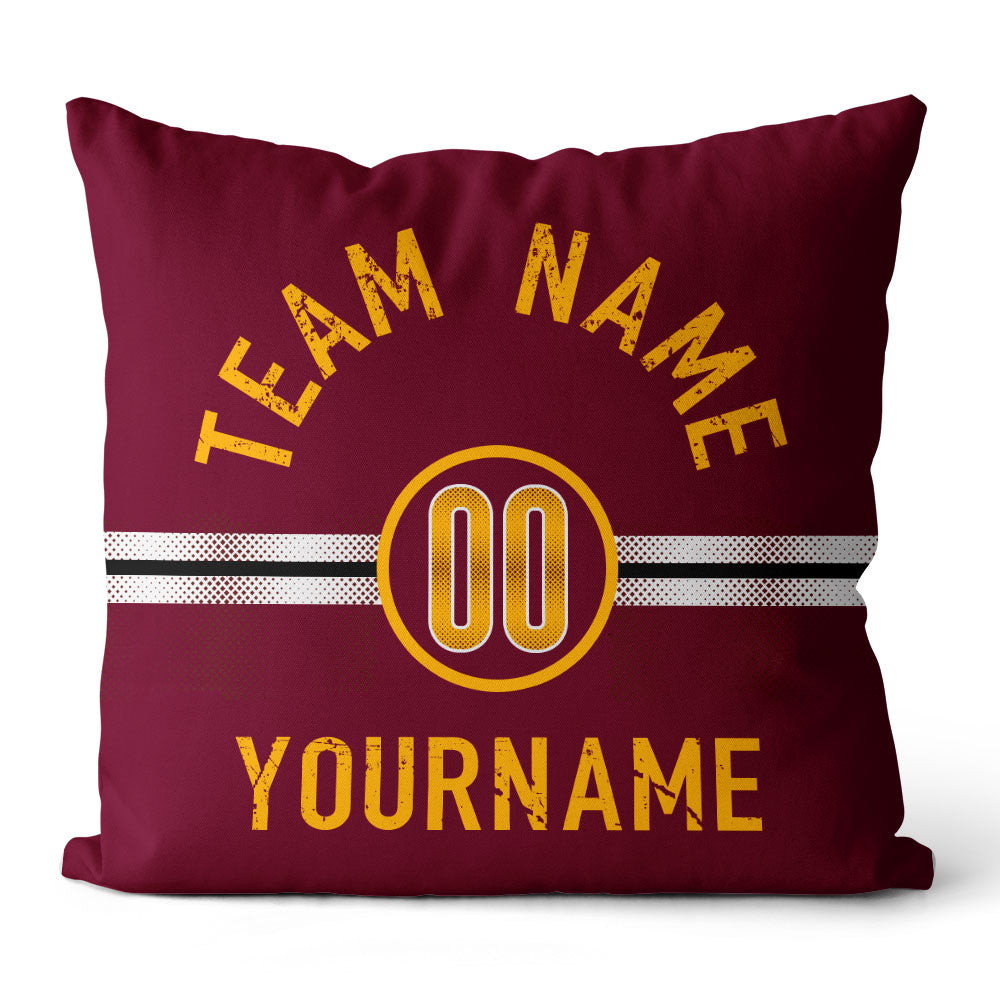 Custom Football Throw Pillow for Men Women Boy Gift Printed Your Personalized Name Number Red & Black & Yellow