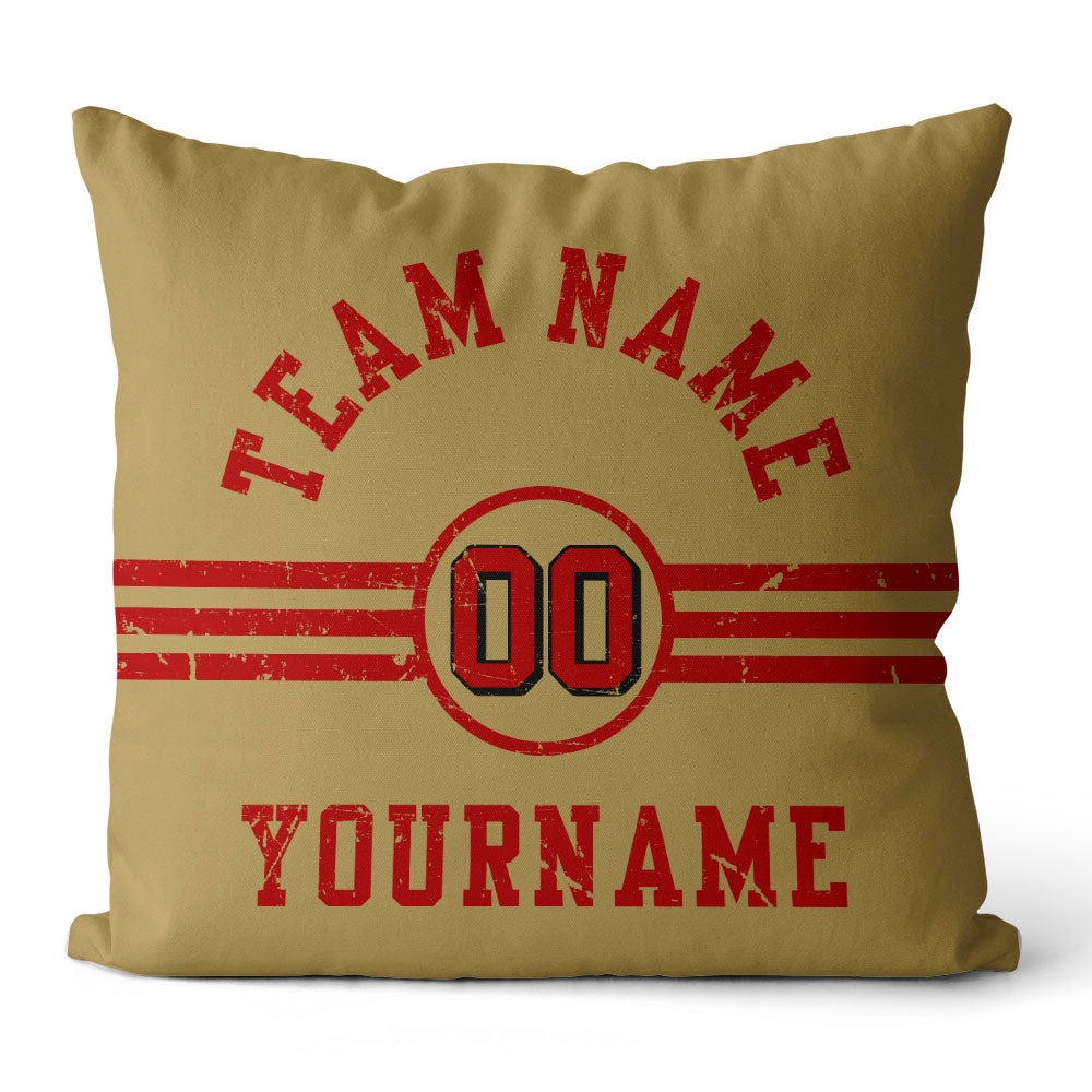 Custom Football Throw Pillow for Men Women Boy Gift Printed Your Personalized Name Number Red & White