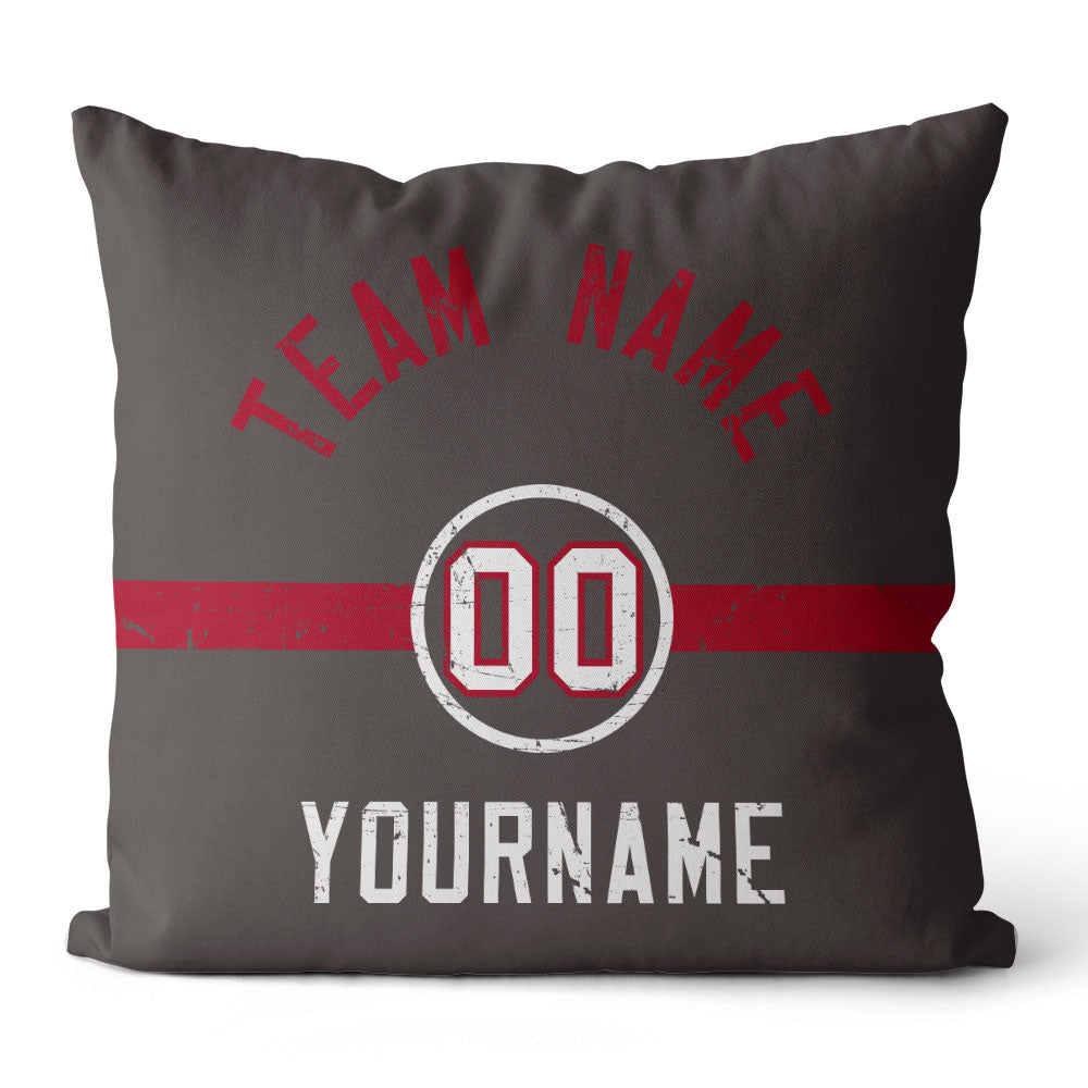 Custom Football Throw Pillow for Men Women Boy Gift Printed Your Personalized Name Number Red & White & Black