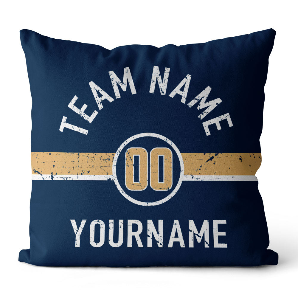 Custom Football Throw Pillow for Men Women Boy Gift Printed Your Personalized Name Number Blue & White & Yellow