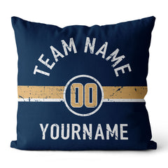 Custom Football Throw Pillow for Men Women Boy Gift Printed Your Personalized Name Number Blue & White & Yellow