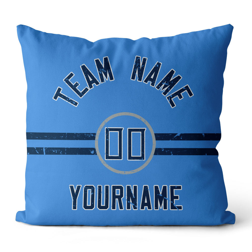 Custom Football Throw Pillow for Men Women Boy Gift Printed Your Personalized Name Number Navy & Blue & White