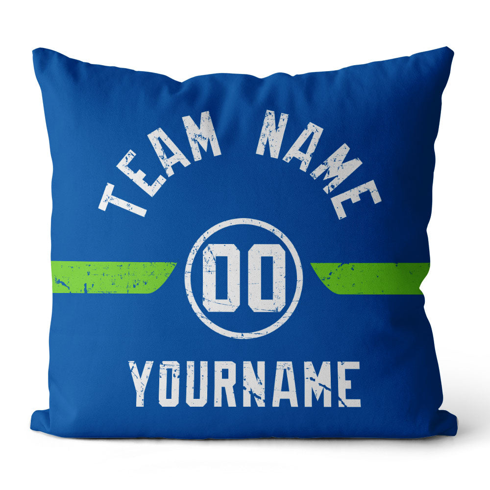 Custom Football Throw Pillow for Men Women Boy Gift Printed Your Personalized Name Number Navy & Gray & Green