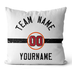 Custom Football Throw Pillow for Men Women Boy Gift Printed Your Personalized Name Number Red & White & Black