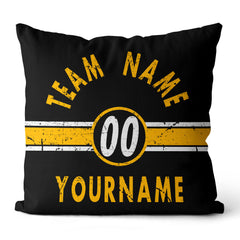 Custom Football Throw Pillow for Men Women Boy Gift Printed Your Personalized Name Number Black & White & Yellow