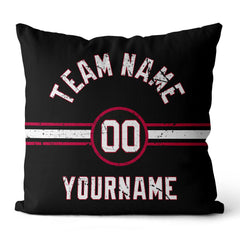 Custom Football Throw Pillow for Men Women Boy Gift Printed Your Personalized Name Number Red & Black & White