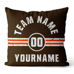 Custom Football Throw Pillow for Men Women Boy Gift Printed Your Personalized Name Number Orange & Brown & White