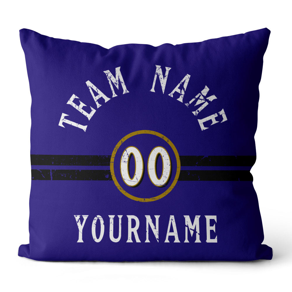 Custom Football Throw Pillow for Men Women Boy Gift Printed Your Personalized Name Number Blue & Black & White