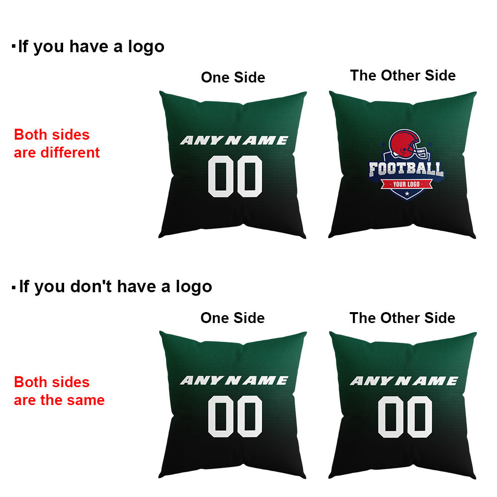 Custom Football Throw Pillow for Men Women Boy Gift Printed Your Personalized Name Number Green&Black&White