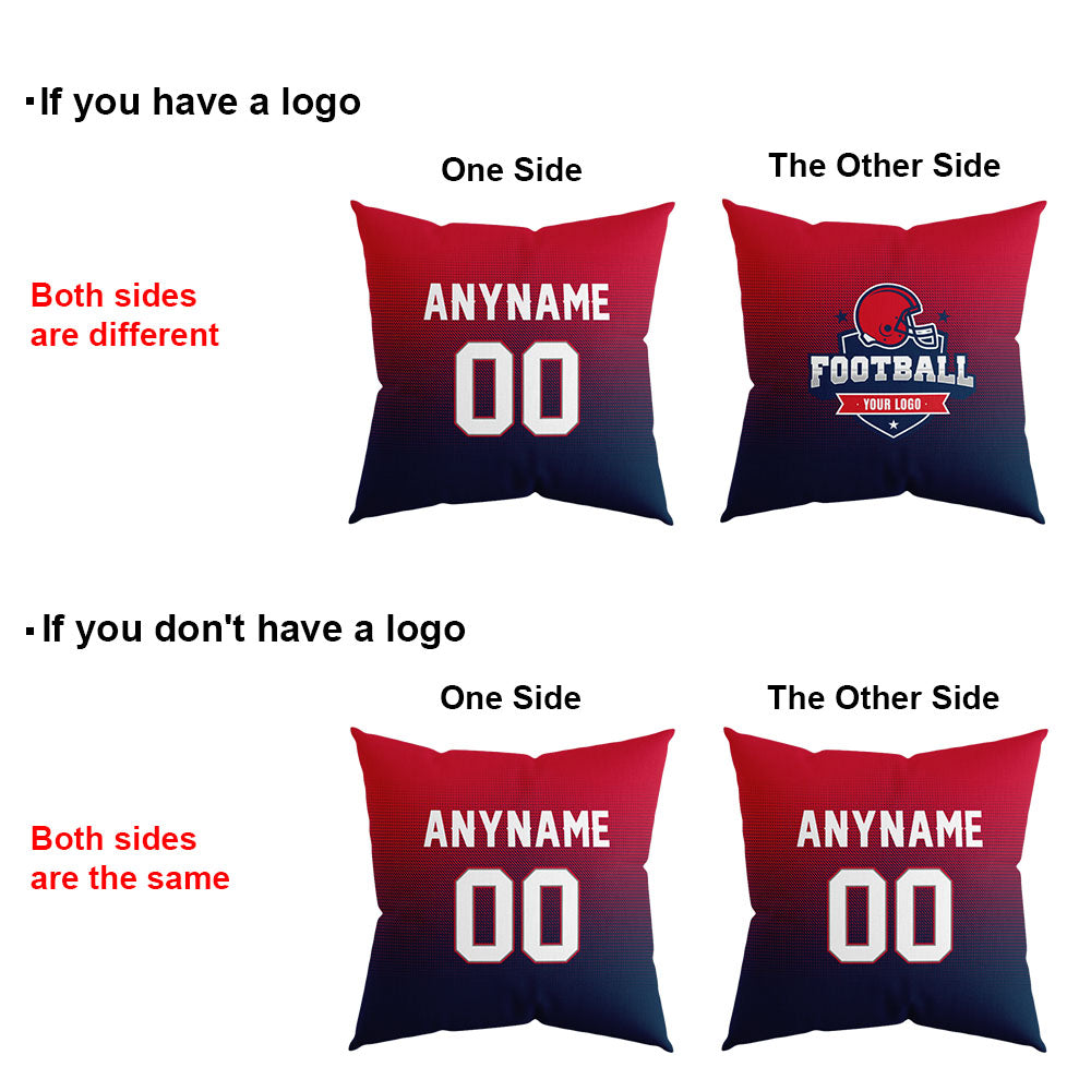 Custom Football Throw Pillow for Men Women Boy Gift Printed Your Personalized Name Number Navy&Red&Gray