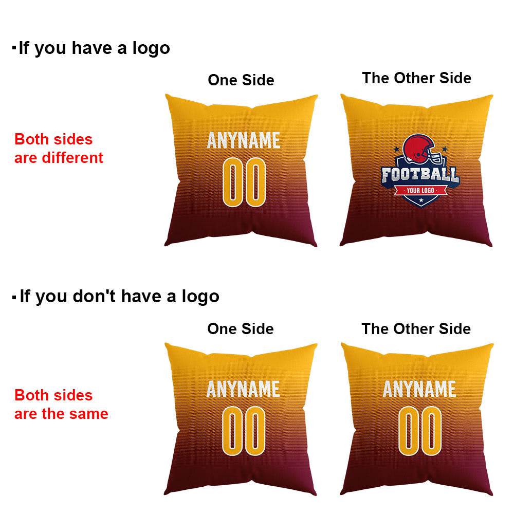 Custom Football Throw Pillow for Men Women Boy Gift Printed Your Personalized Name Number Burgundy&Yellow&Black