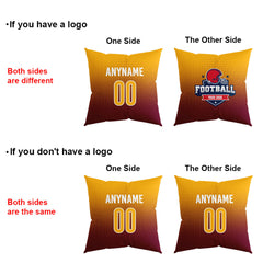 Custom Football Throw Pillow for Men Women Boy Gift Printed Your Personalized Name Number Burgundy&Yellow&Black