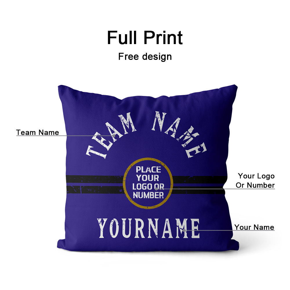 Custom Football Throw Pillow for Men Women Boy Gift Printed Your Personalized Name Number Blue & Black & White