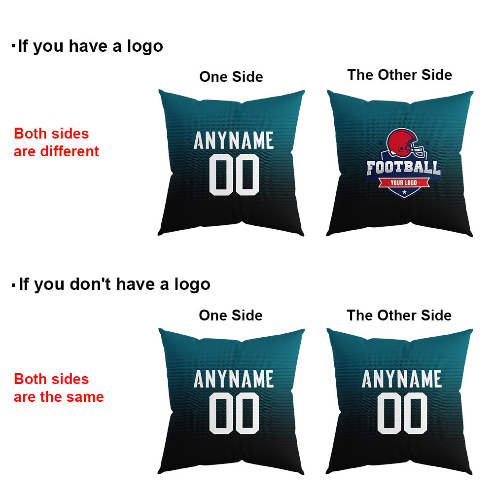 Custom Football Throw Pillow for Men Women Boy Gift Printed Your Personalized Name Number Teal&Black&White