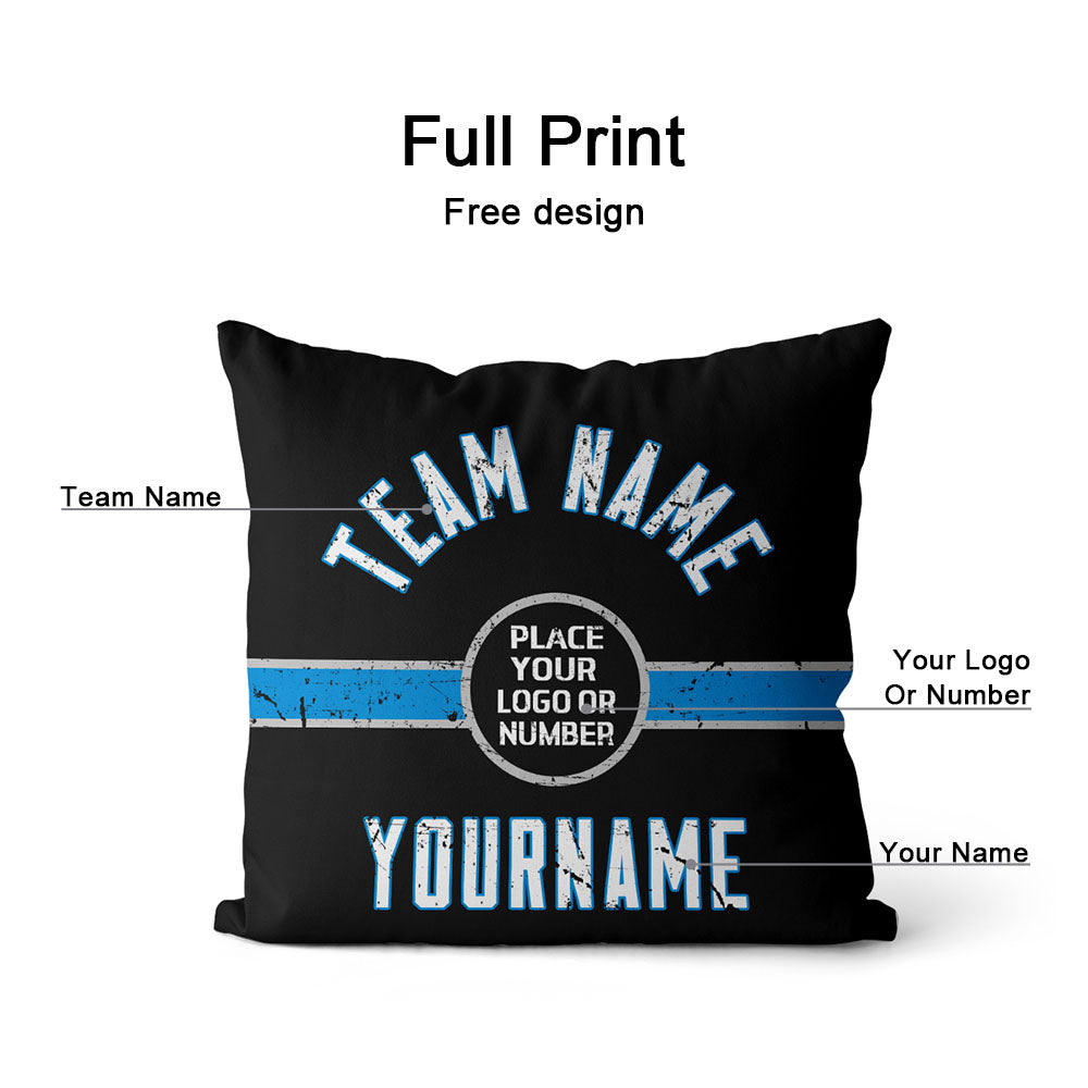 Custom Football Throw Pillow for Men Women Boy Gift Printed Your Personalized Name Number Black & Royal & White