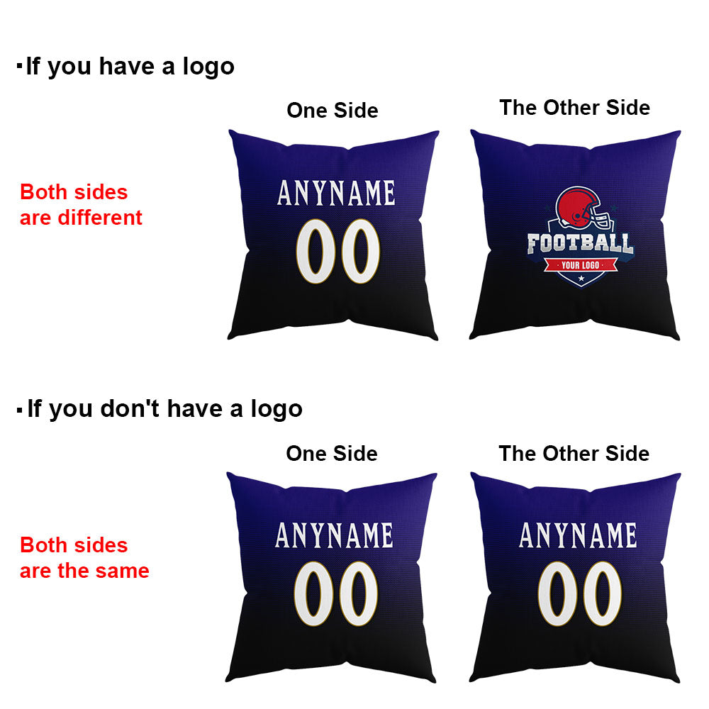 Custom Football Throw Pillow for Men Women Boy Gift Printed Your Personalized Name Number Purple&Black&Gold