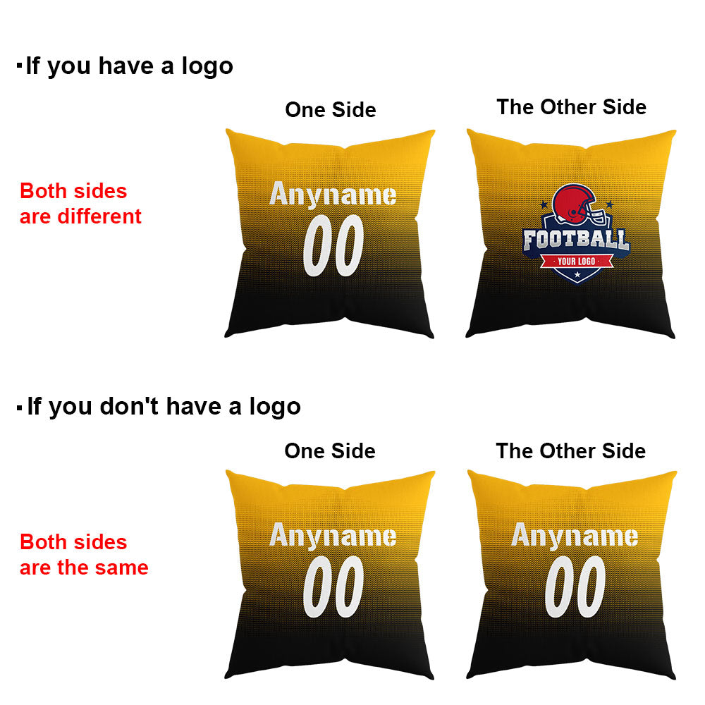 Custom Football Throw Pillow for Men Women Boy Gift Printed Your Personalized Name Number Yellow&Black&White