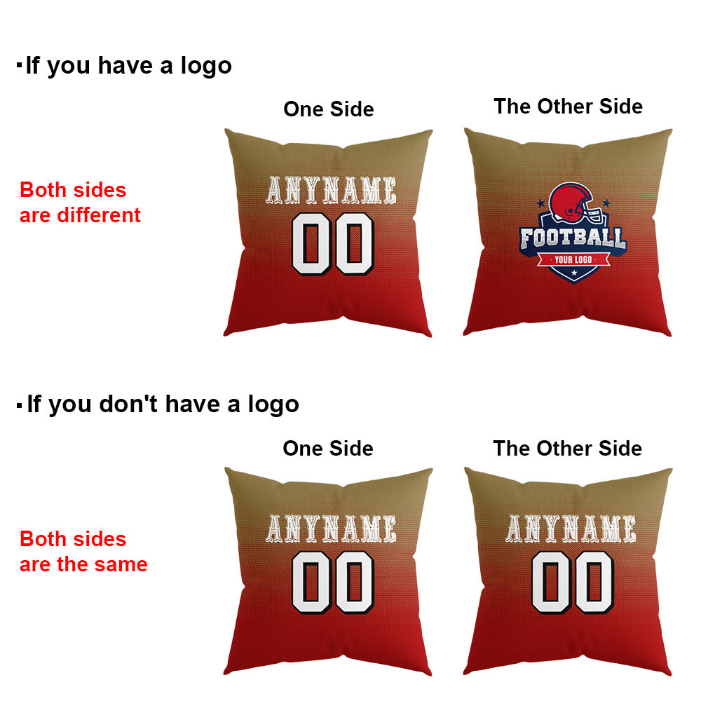 Custom Football Throw Pillow for Men Women Boy Gift Printed Your Personalized Name Number Red&Gold&White