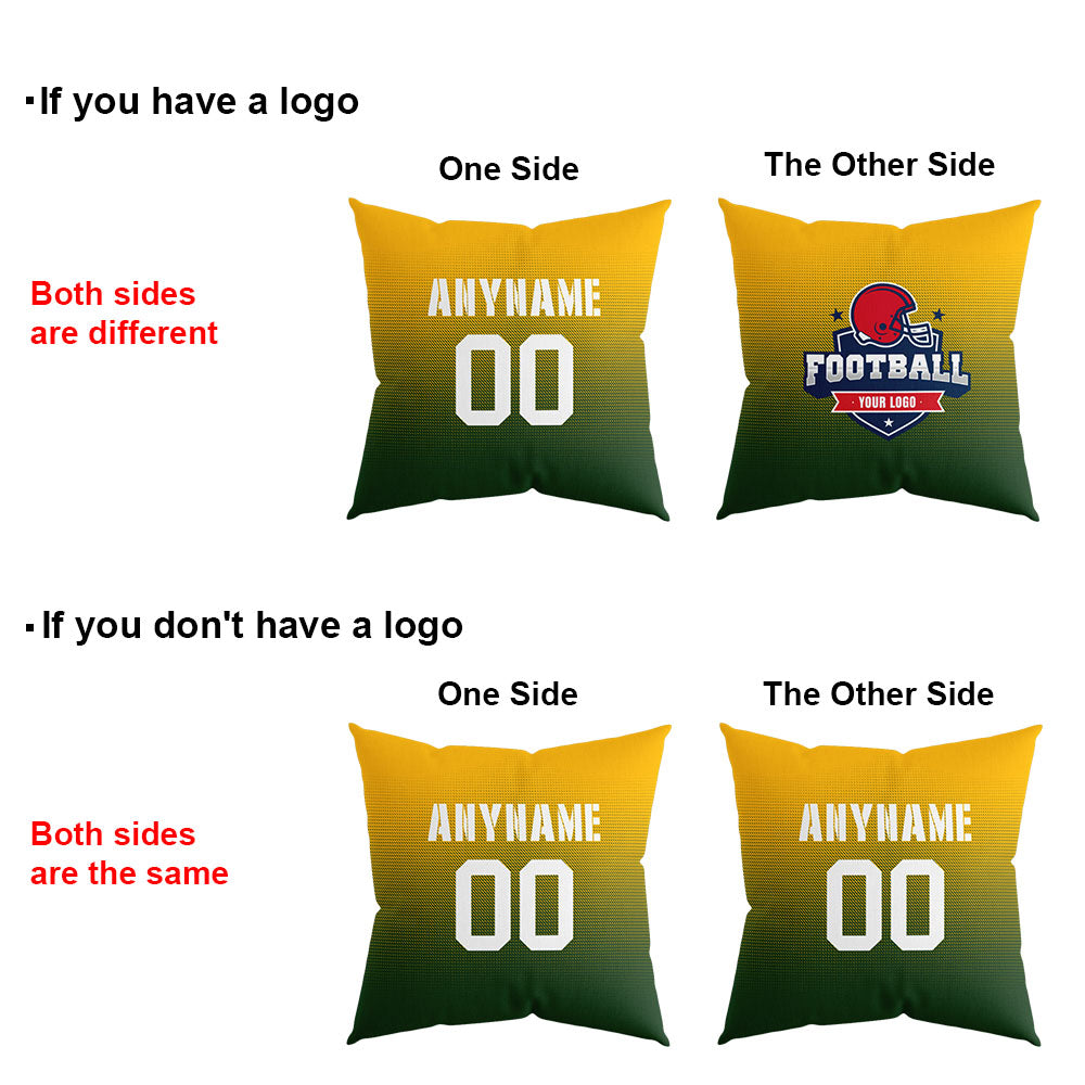 Custom Football Throw Pillow for Men Women Boy Gift Printed Your Personalized Name Number Green&Yellow&White