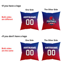 Custom Football Throw Pillow for Men Women Boy Gift Printed Your Personalized Name Number Royal&Red&White