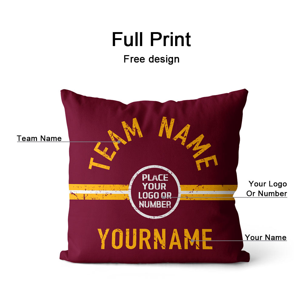 Custom Football Throw Pillow for Men Women Boy Gift Printed Your Personalized Name Number Red & Black & Yellow