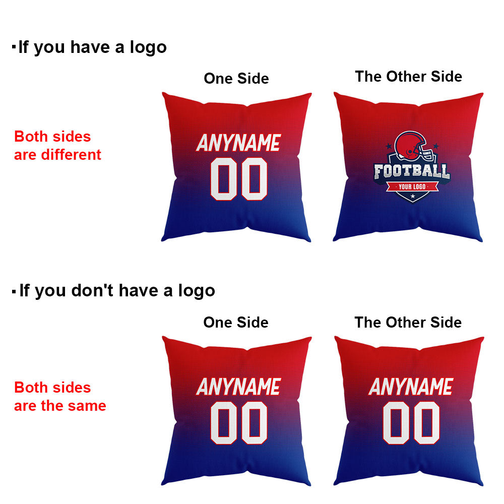 Custom Football Throw Pillow for Men Women Boy Gift Printed Your Personalized Name Number Red&Royal&White