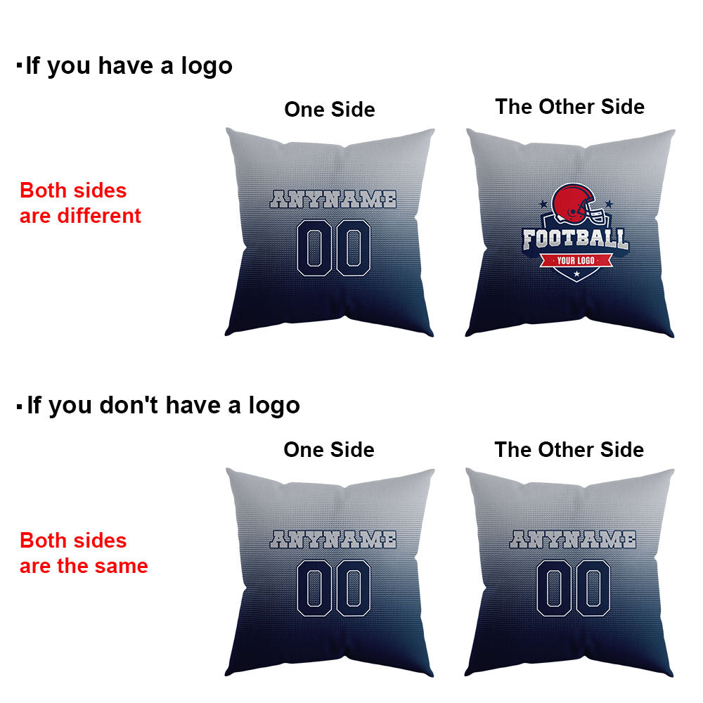 Custom Football Throw Pillow for Men Women Boy Gift Printed Your Personalized Name Number Navy&White&Blue