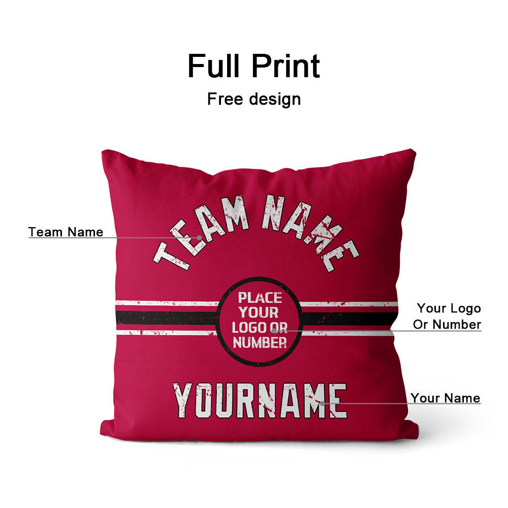 Custom Football Throw Pillow for Men Women Boy Gift Printed Your Personalized Name Number Red & Black & White