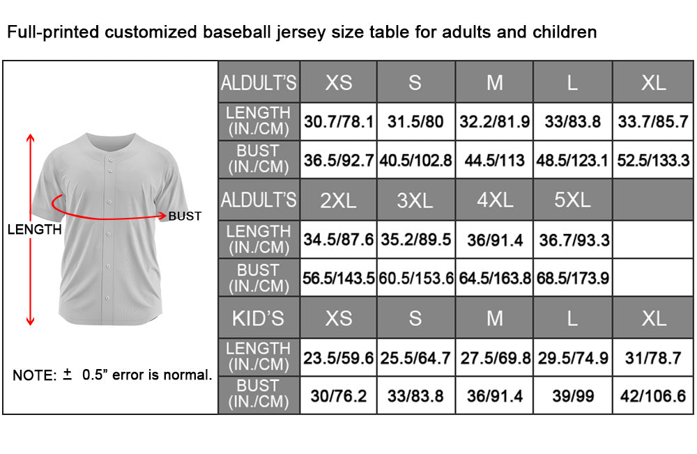 Custom Baseball Jersey Full Print Design Personalized Baseball for Men Women Boy Girl