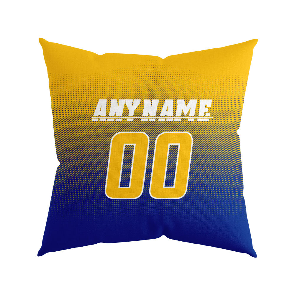 Custom Football Throw Pillow for Men Women Boy Gift Printed Your Personalized Name Number Yellow&Powder Blue&White