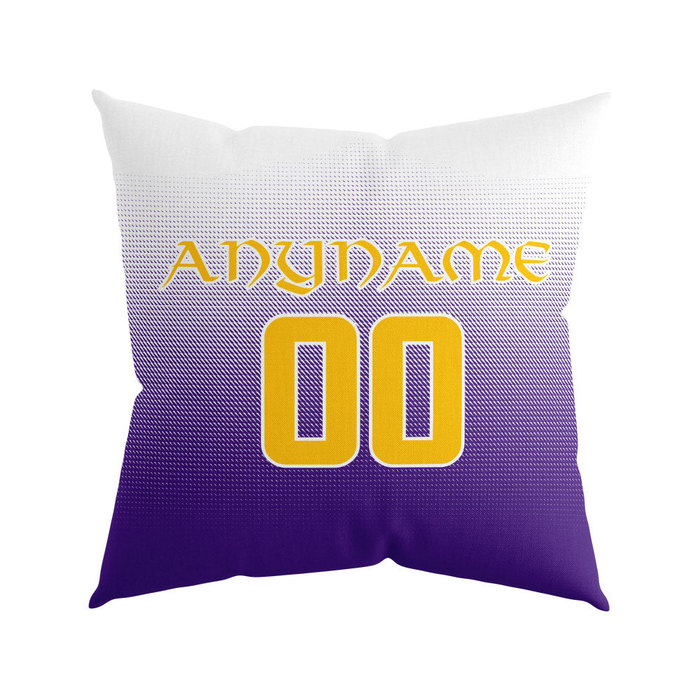 Custom Football Throw Pillow for Men Women Boy Gift Printed Your Personalized Name Number Yellow&Purple&White